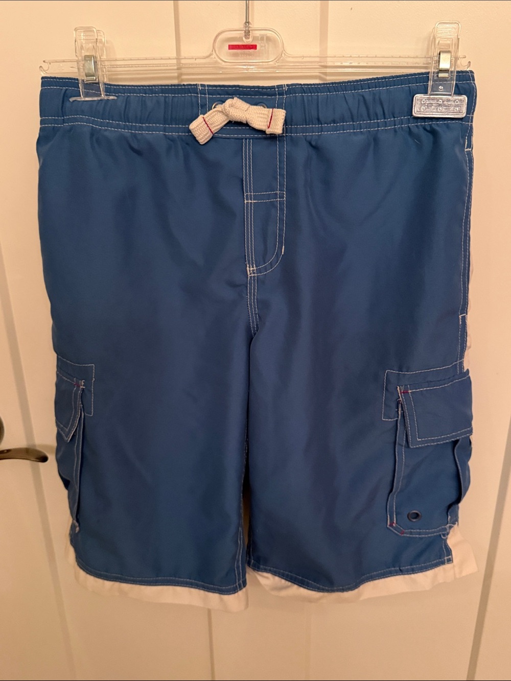 Arizona Jean Company Boys Blue Swim Trunks with White Trim